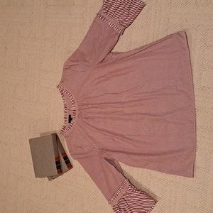 Talbots dark red & Ivory blouse